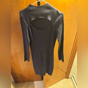 Navy Ribbed Knit Dress
